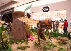 Abelha de oito metros é destaque de exposição com insetos gigantes no Nações Shopping